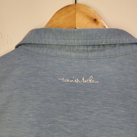 Travis Mathew Cabana Blue Knit Polo Shirt Wrinkle Resident Stretch 1MU116 XL - Picture 9 of 10